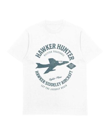Polera Hawker Hunter blanca con diseño del caza Hawker Siddeley