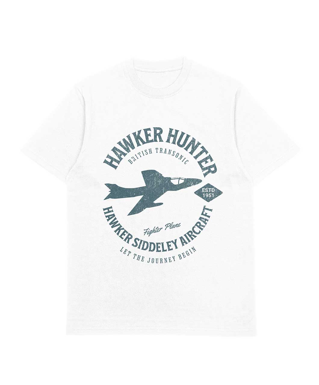 HawkerHUnter_02 Polera Hawker Hunter blanca con diseño del caza Hawker Siddeley